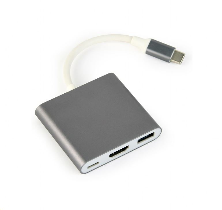 Gembird Cablexpert USB-C -> HDMI + USB-C + USB-A szürke (A-CM-HDMIF-02-SG) Gembird Cablexpert USB-C -> HDMI + USB-C + USB-A szürke (A-CM-HDMIF-02-SG)