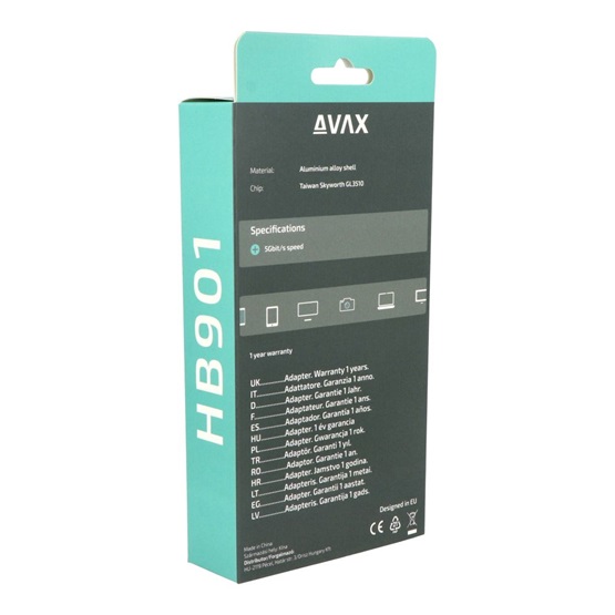  AVAX HB901 PRIME Type C - 4x3.0 USB HUB +CF töltés
