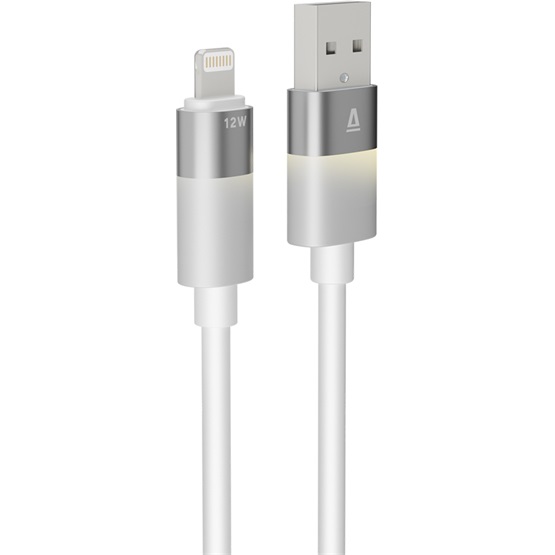 KAB AVAX CB310 GLOWY USB-A - Lightning töltőkábel, fehér - 1m