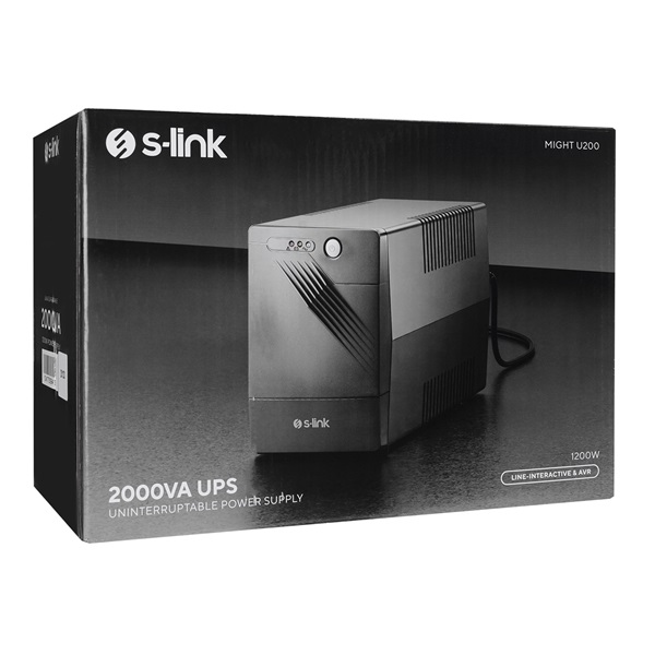 S-Link  MIGHT U200  2000VA  12V9Ah*2 1200W Line-Interactive 4 schuko szünetmentes 2000VA