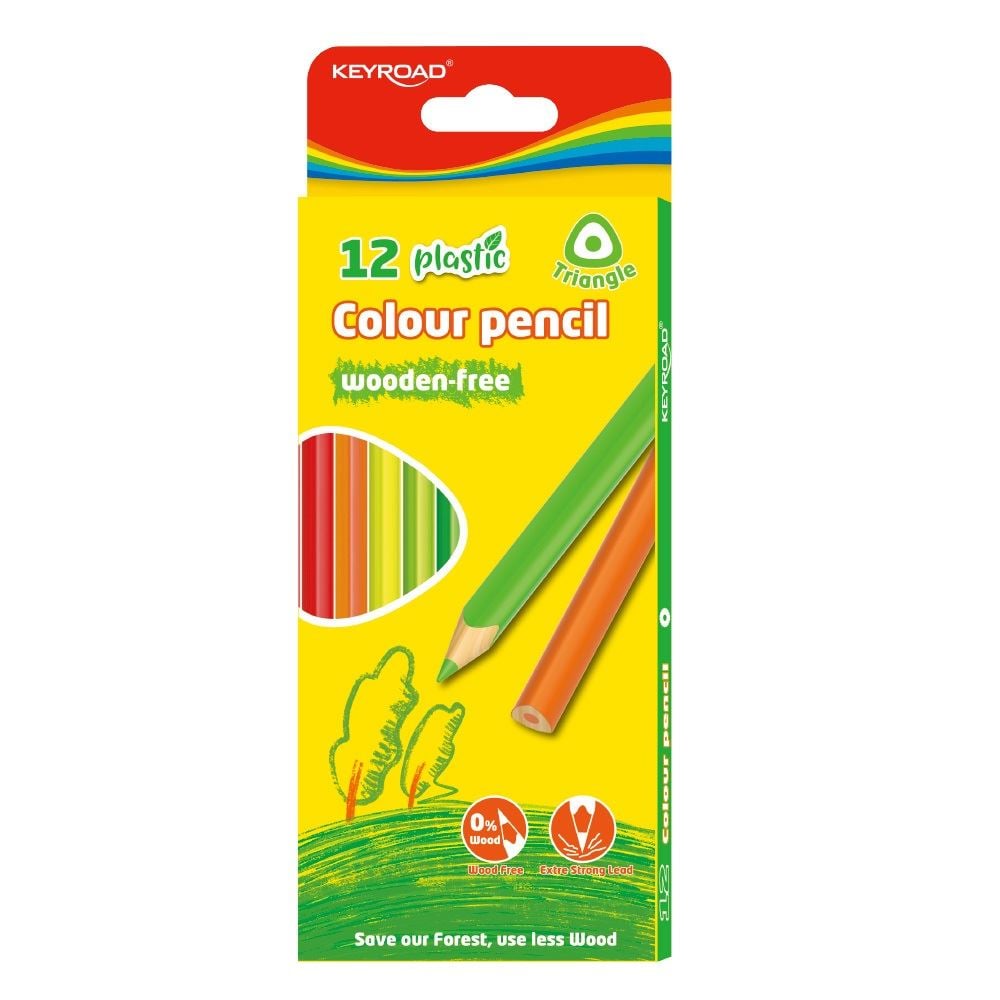 Keyroad famentes színes ceruza készlet háromszögletű, 12 szín (KR972395)