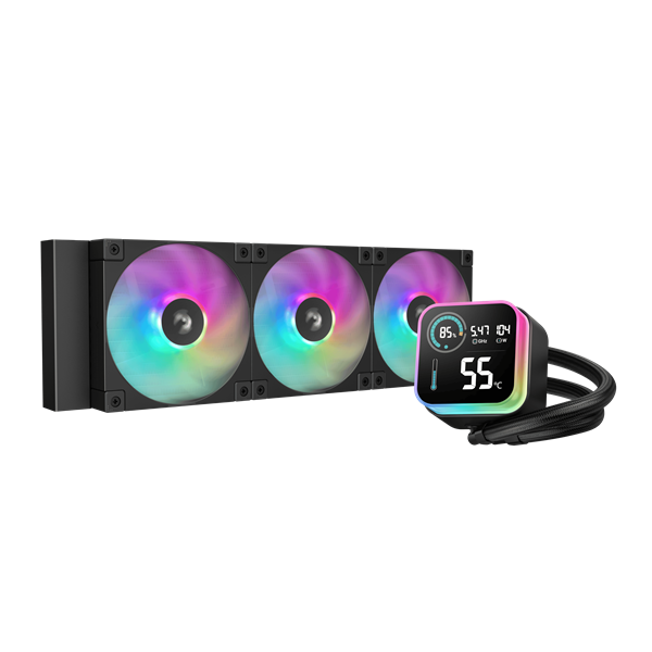 DeepCool LQ360 max 21dB; max. 122,39 m3/h 3x12cm LED kijelző CPU Water Cooler Fekete DeepCool LQ360 max 21dB; max. 122,39 m3/h 3x12cm LED kijelző CPU Water Cooler Fekete