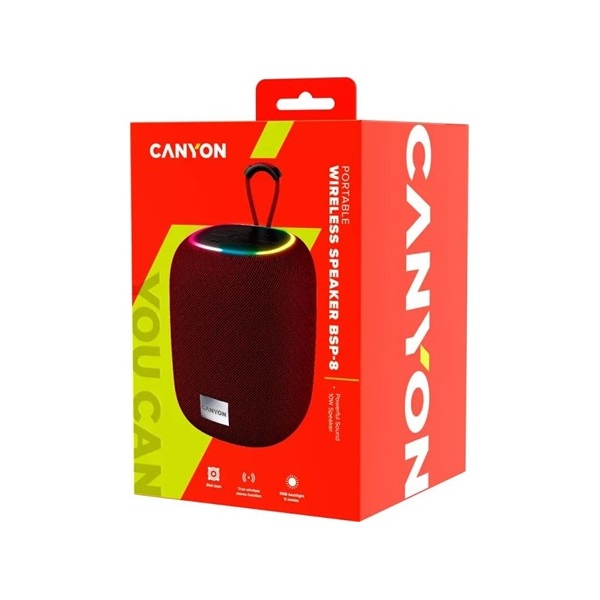 Canyon BSP-8 1800mAh hordozható Bluetooth piros hangszóró Canyon BSP-8 1800mAh hordozható Bluetooth piros hangszóró