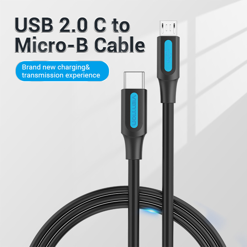 Vention USB-C 2.0/M ->  Micro B/M  1,5m 2A kábel Fekete
