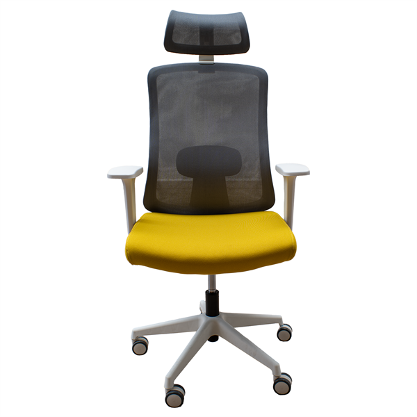 IRISOffice Aurora sárga/szürke ergonómikus, szövet-hálós irodai forgószék fej és háttámasszal