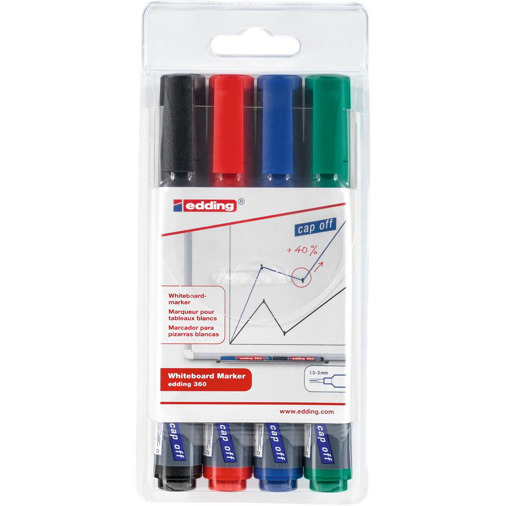 Edding Táblamarker készlet, 1,5-3mm, kerek  360, 4 klf. szín (7580019004)