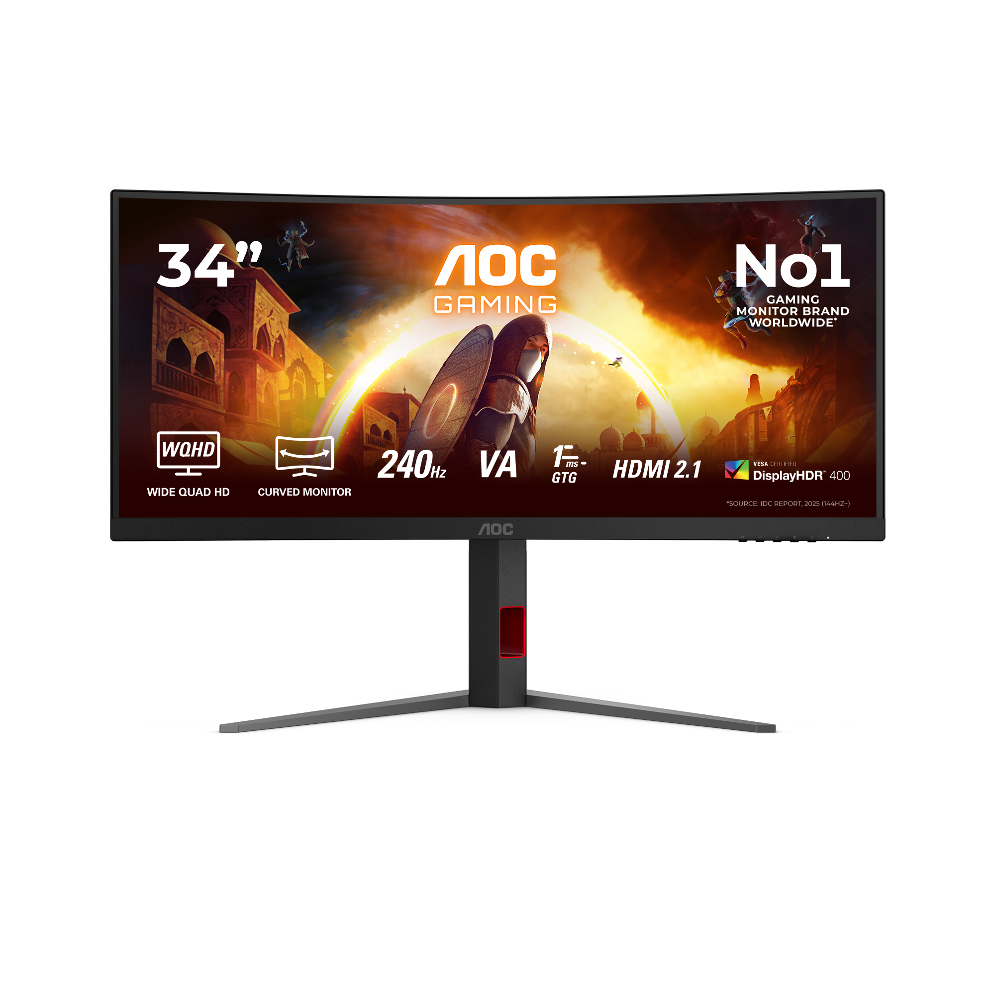 AOC 34" CU34G4Z Monitor - 3440x1440, WQHD, LED, VA, 240Hz, 1ms, FreeSync, Pivot, Fekete