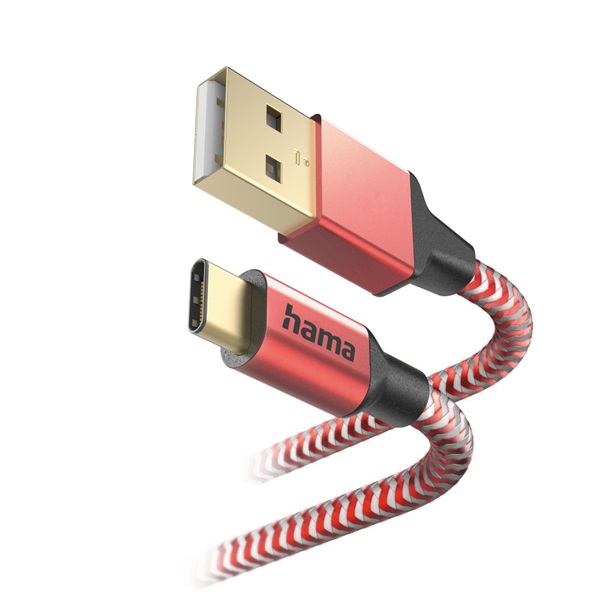 Hama 201559 FIC E3 USB Type-C "Reflective" 1,5m, piros adatkábel Hama 201559 FIC E3 USB Type-C "Reflective" 1,5m, piros adatkábel