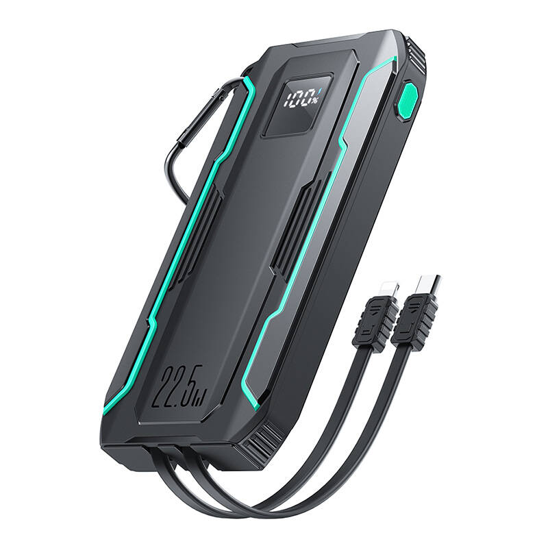 Joyroom JR-L017 10000mAh 22.5W with Lightning + USB-C cable Powerbank Fekete