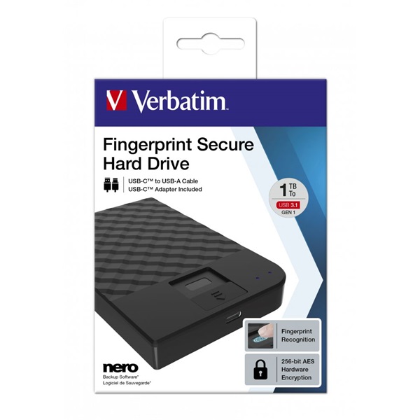 Verbatim 53650 Store `n` Go 2,5" 1TB USB 3.1/USB-C FIPS titkosított külső winchester