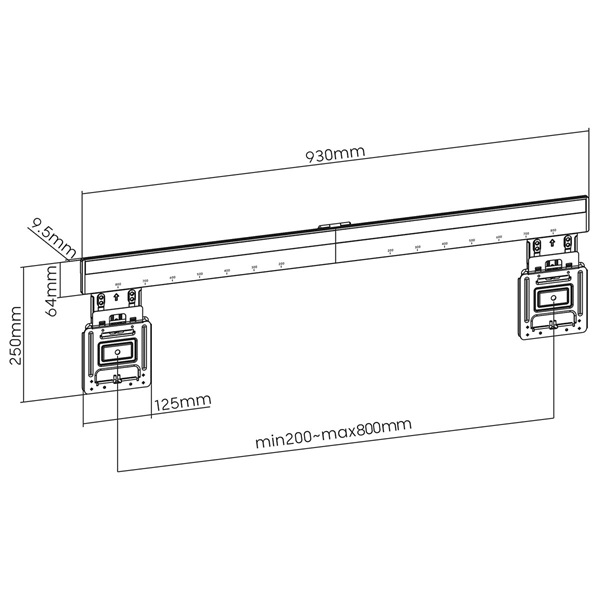 Nedis TVWM5090BK LCD TV / monitor fali tartó konzol, 43-100" Max. teherbírás: 75 kg, faltáv:9,5mm