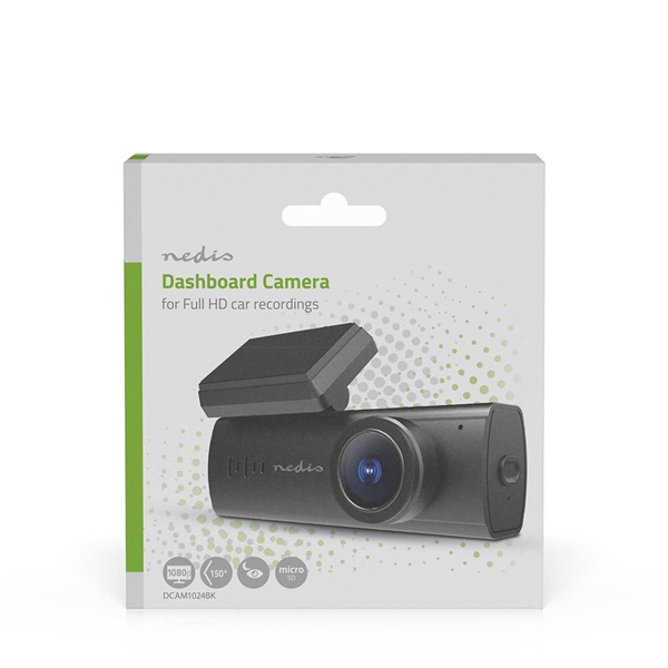 Nedis DCAM1024BK fedélzeti menetrögzítő kamera (dash cam), 1080p@30fps, 2 MPixel, Wi-Fi, LCD, Night view