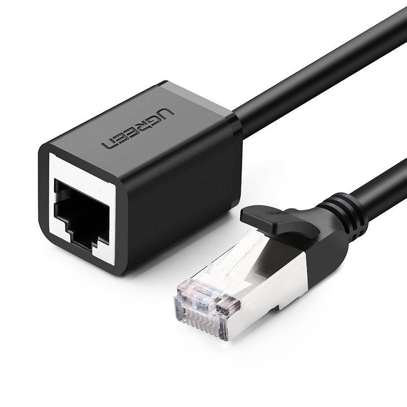 UGREEN Ethernet hosszabbító kábel fém csatlakozóval Cat 6 0,5m fekete (11278)