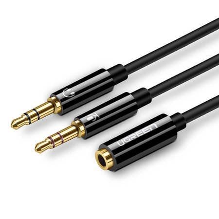 UGREEN AV140 AUX audio splitter fejhallgató + mikrofon 3,5mm-es mini jack kábelhez 20cm fekete (20898) UGREEN AV140 AUX audio splitter fejhallgató + mikrofon 3,5mm-es mini jack kábelhez 20cm fekete (20898)