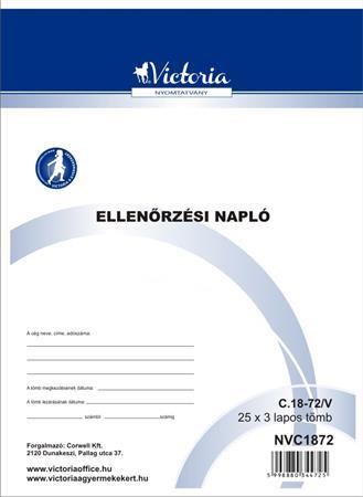 Nyomtatvány, ellenőrzési napló, 25x3, A4, VICTORIA PAPER  "C.18-72", 10 tömb/csomag