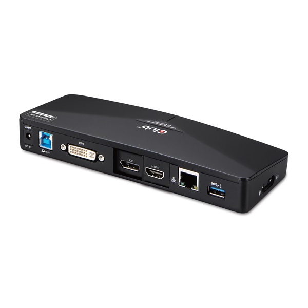 Club 3D  CSV-3103D DUAL DISPLAY/4K 3.2 USB-A to HDMI  DP  DVI-D  3xUSB-A  RJ45  3.5 Jack Audio +Mic Notebook Dokkoló