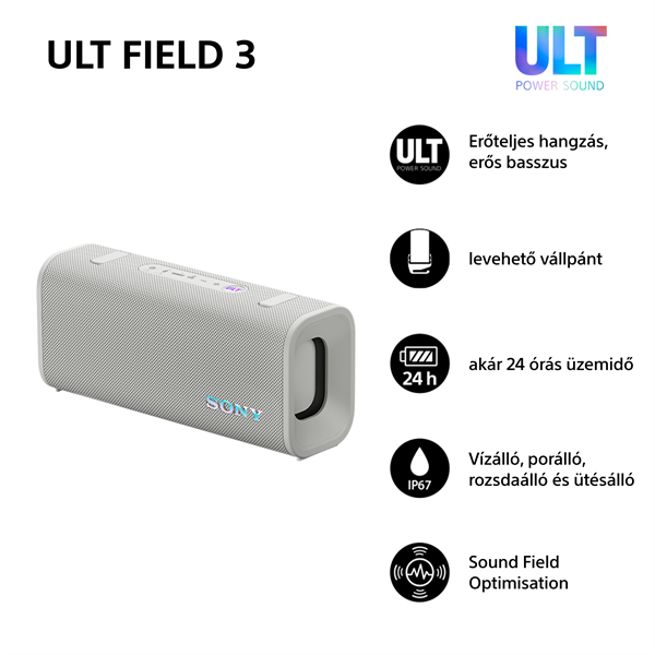Sony ULT Field 3 fehér Bluetooth hangszoró