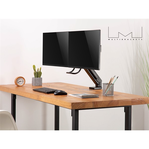 MULTIBRACKETS  2 képernyős M Deskmount Slim Basic Dual  17-27" max.VESA: 200x200 mm  6 kg Asztali konzol