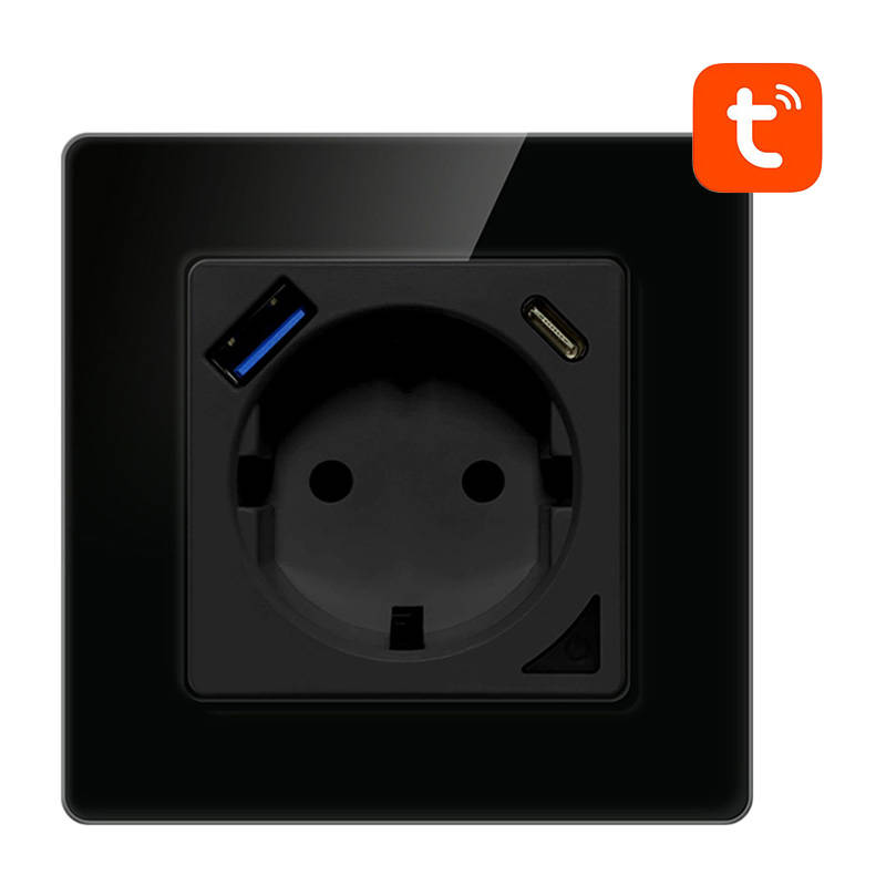 Smart WiFi Wall Socket Avatto N-WOT10-USB-B TUYA USB USB-C (black) Smart WiFi Wall Socket Avatto N-WOT10-USB-B TUYA USB USB-C (black)