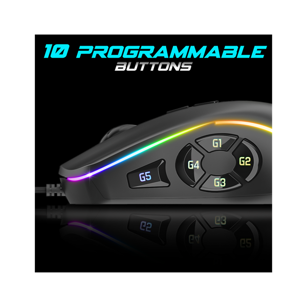 Spirit of Gamer ELITE-M30  Optikai 10 gomb programozható RGB Egér  Fekete 