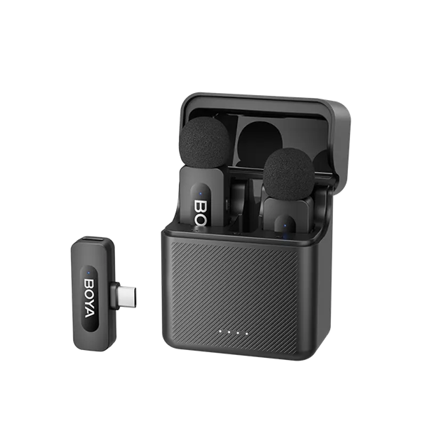 BOYA Mikrofon - BY-V30 (Vezeték nélküli, fekete, 2TX+1RX, USB-C)