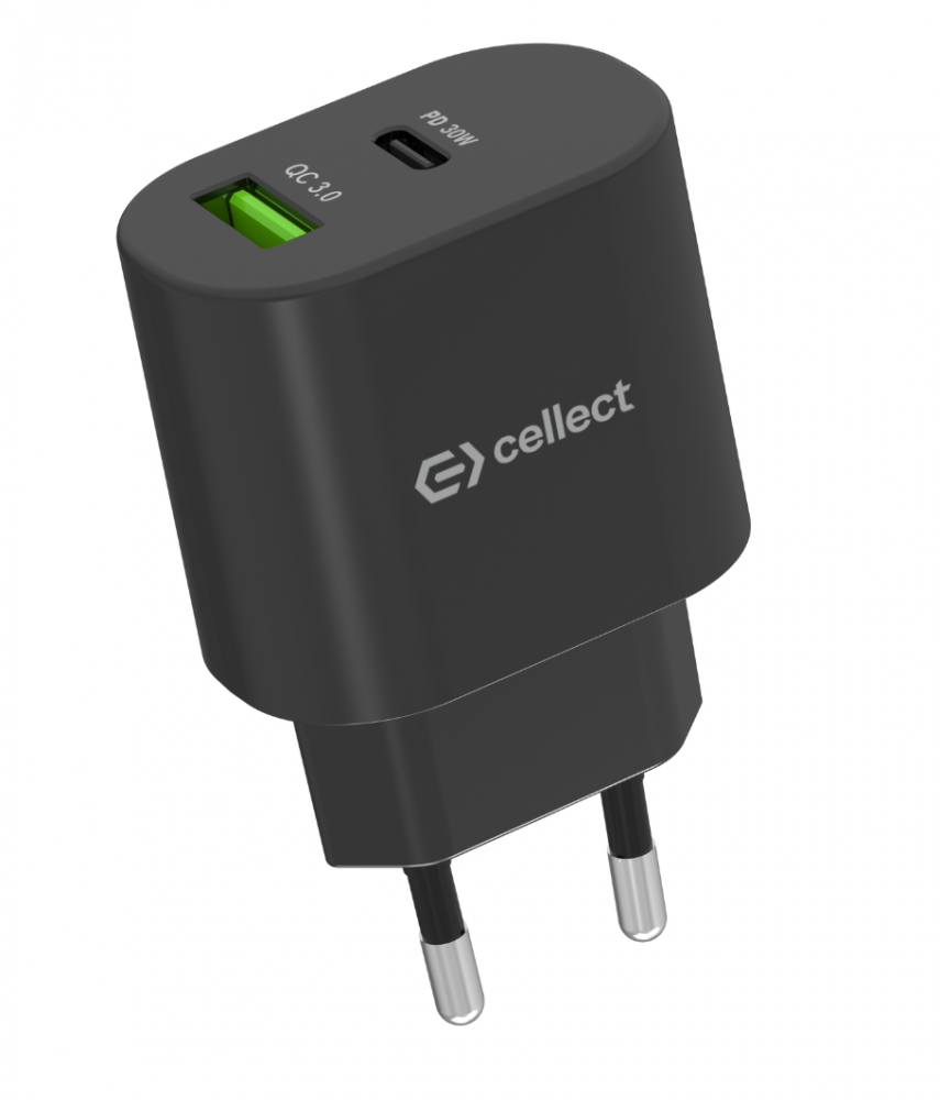 Hálózati gyorstöltő adapter 30W, Fekete