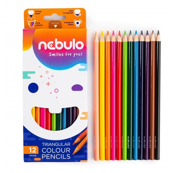 Nebulo háromszög alakú 12db-os vegyes színű színes ceruza Nebulo háromszög alakú 12db-os vegyes színű színes ceruza
