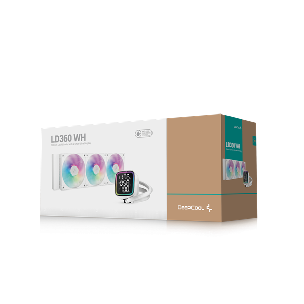 DeepCool CPU Water Cooler LD360 WH  max 21dB  max. 122,39 m3/h  3x12cm LED kijelző fehér 