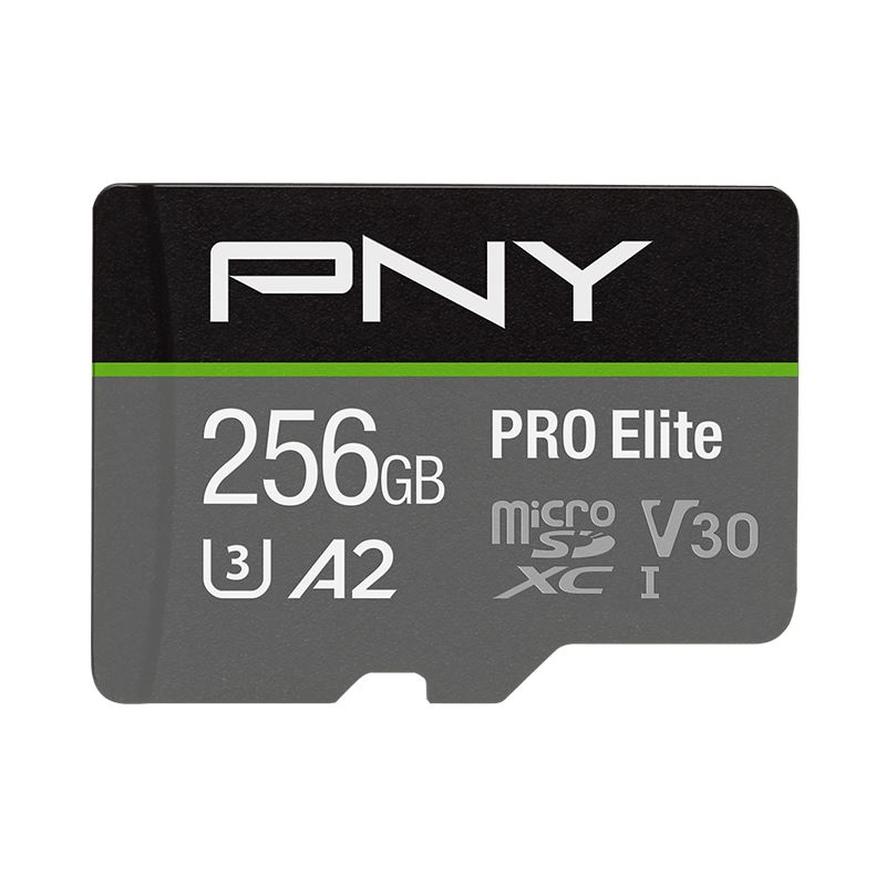 PNY 256GB Pro Elite Class 10 U3 V30 A2 microSDXC + adapterrel