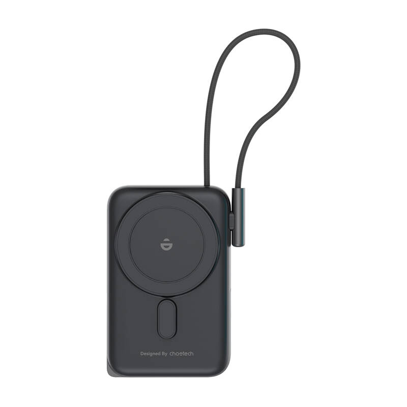 Choetech B735 10000mAh 20W PD + USB-C cable magnetic powerbank Fekete
