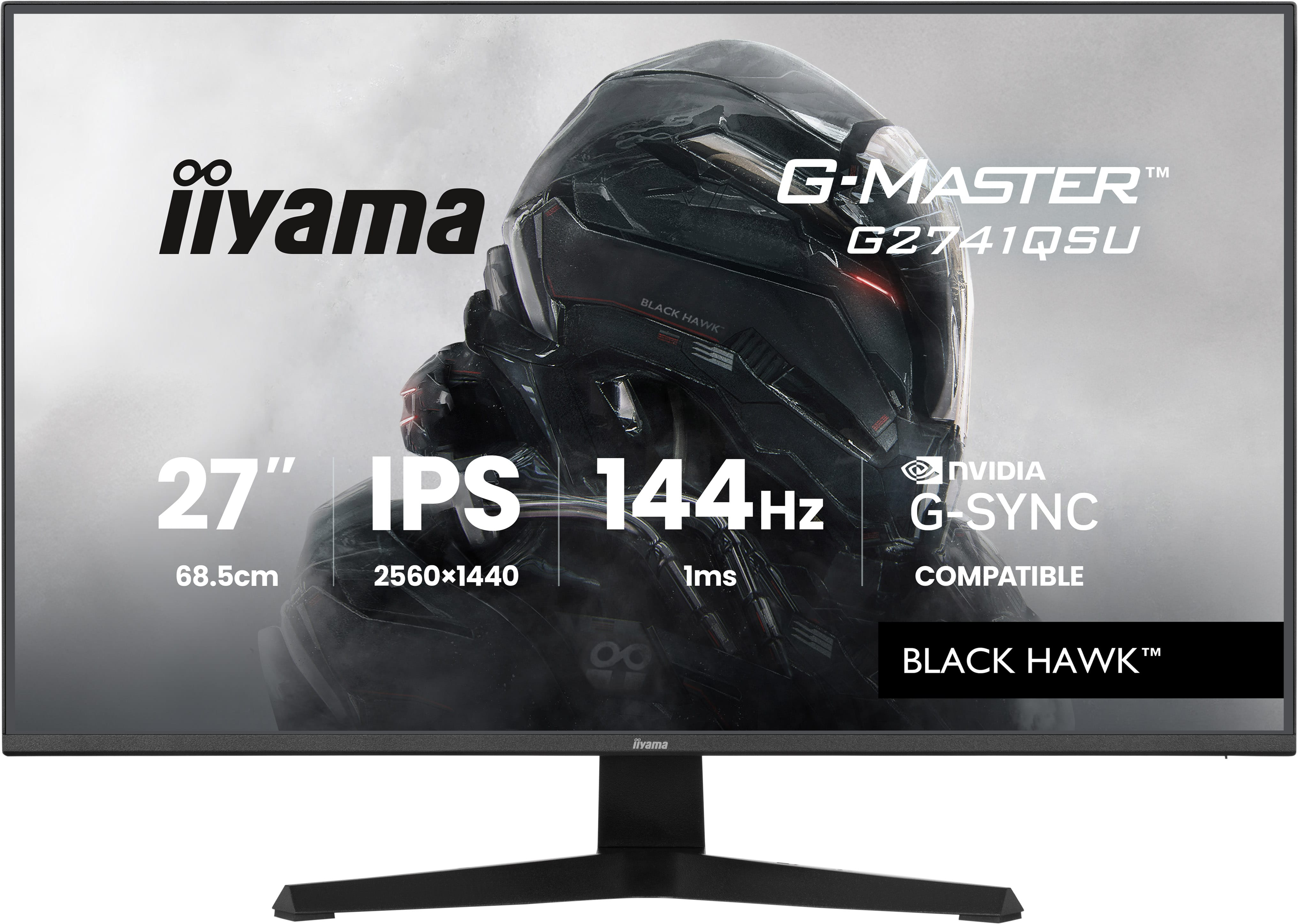 iiyama 27" G-Master G2741QSU-B1 Monitor - 2560x1440, QHD, LED, IPS, 144Hz, 1ms, Hangszóró, G-Sync, Gamer, Fekete