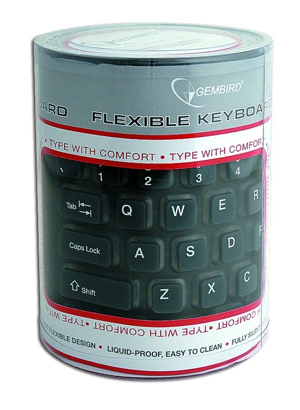 Gembird flexibilis billentyűzet fekete USB/PS/2 angol (KB-109F-B) Gembird flexibilis billentyűzet fekete USB/PS/2 angol (KB-109F-B)