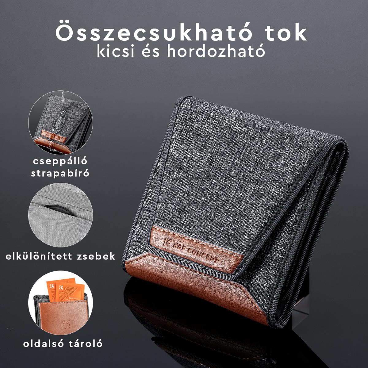 K&F Concept Professzionális ND szűrő szett 72mm (ND8+ND64+ND1000) + szűrőtartó tok + 3db törlőkendő