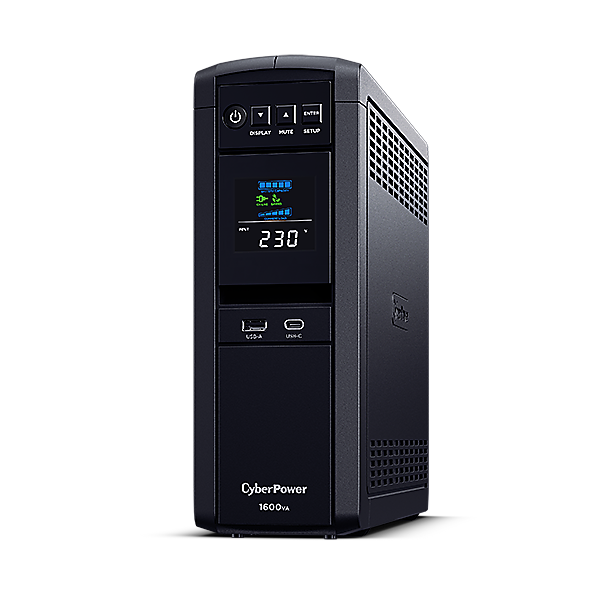 CYBERPOWER UPS gaming, 6xSCHU,2xUSB 1600VA 1600W 230V, színuszus szünetmentes tápegység,LINE-INTERAKTÍV, AVR, színes LCD
