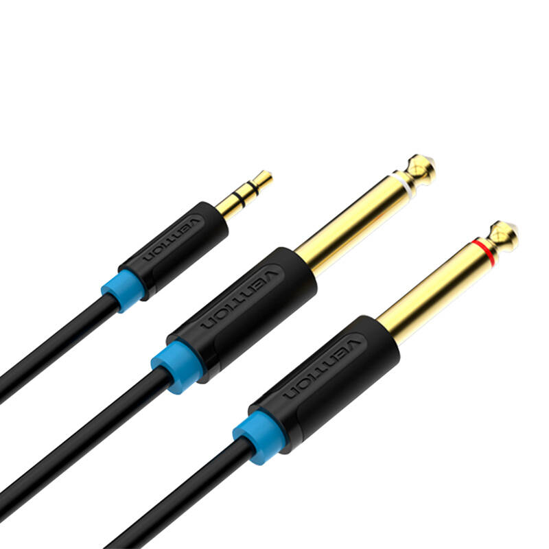 Vention BACBJ Male TRS 3.5mm to 2x Male 6.35mm Audio Cable 5m Black