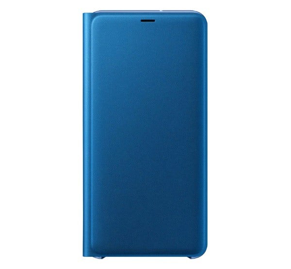 SAMSUNG tok álló (aktív FLIP, oldalra nyíló, bankkártya tartó, textil minta) KÉK [Samsung Galaxy A7 (2018) SM-A750F]