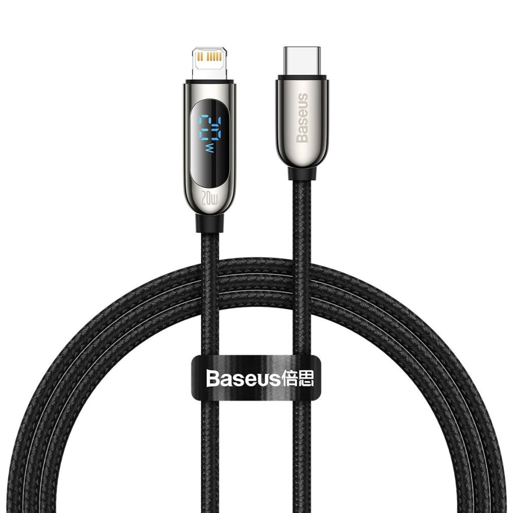 Baseus USB-C - Lightning kábel kijelzővel 1m fekete (CATLSK-01) Baseus USB-C - Lightning kábel kijelzővel 1m fekete (CATLSK-01)
