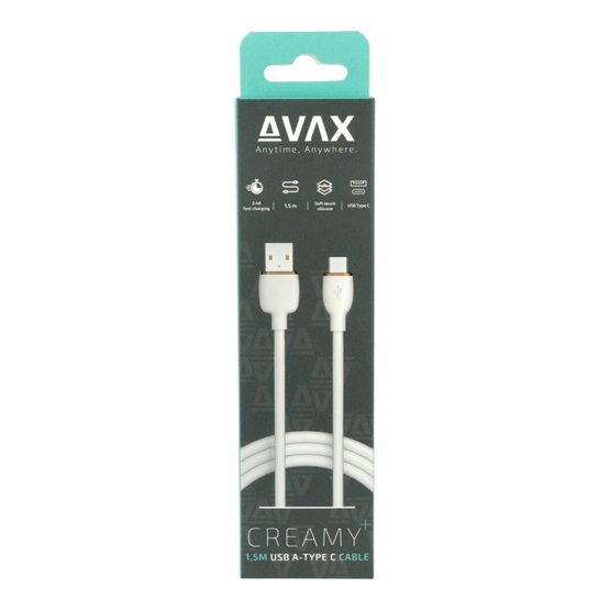  AVAX CB620 CREAMY+ USB A - Type C 2.4A 1,5m gyorstöltő kábel  Fehér-roséarany 