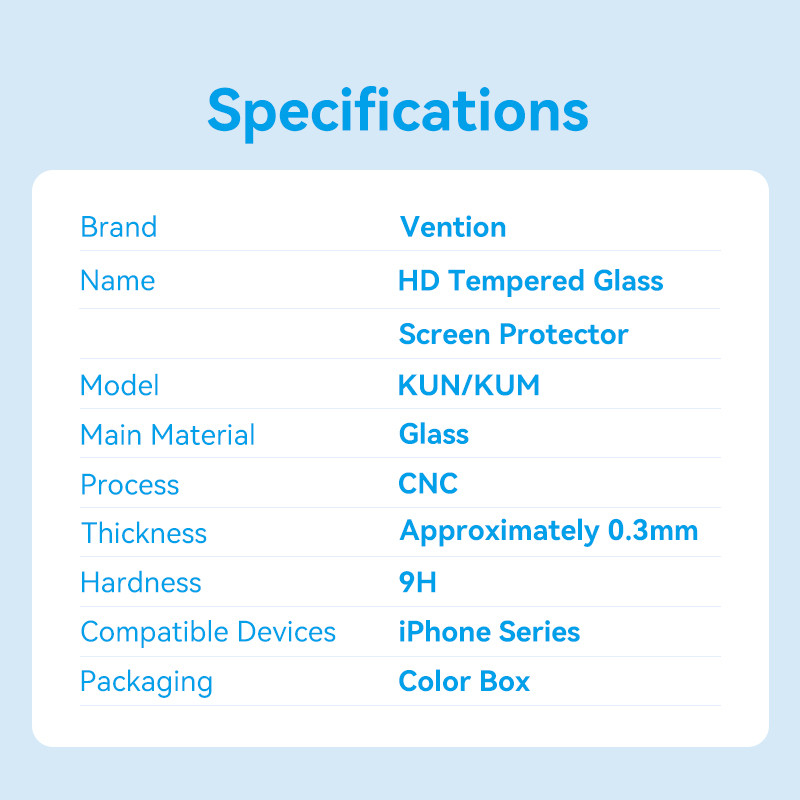 Vention iPhone 15 Pro HD edzett üveg telefon kijelző védő üveg