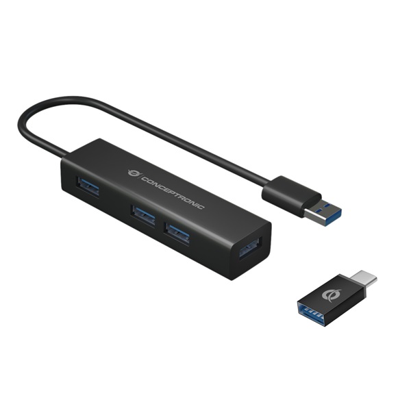 Conceptronic HUBBIES06B 4 Port USB3.0 USB Hub Fekete Conceptronic HUBBIES06B 4 Port USB3.0 USB Hub Fekete