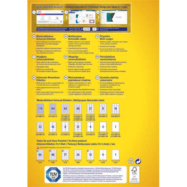 Avery L4736REV-25 45,7x21,2mm visszaszedhető 1440db-os etikett Avery L4736REV-25 45,7x21,2mm visszaszedhető 1440db-os etikett
