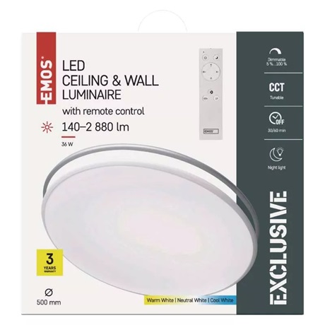 Emos ZM5166 LED MENNYEZETI LÁMPA EXCLUSIVE 36W 140-2880LM