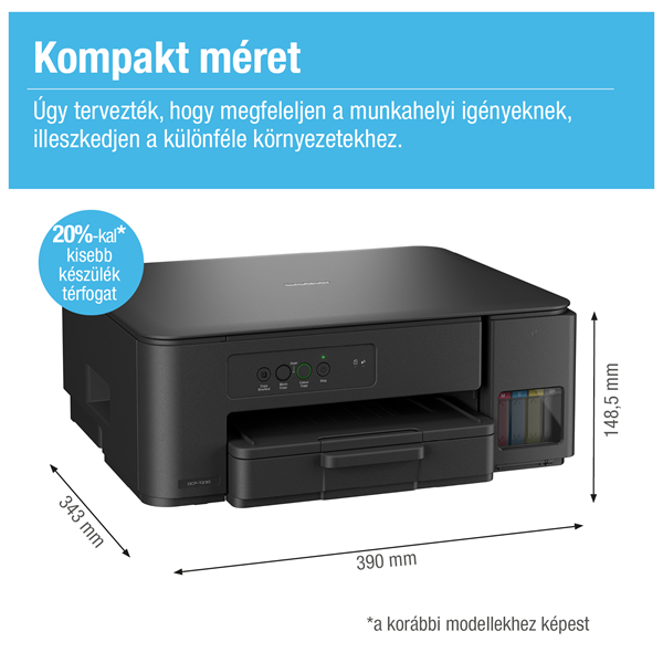 BROTHER Tintasugaras MFP NY/M/S DCP-T230W, színes, 16 lap/perc, USB, 6000x1200dpi,  manuál duplex, 64MB