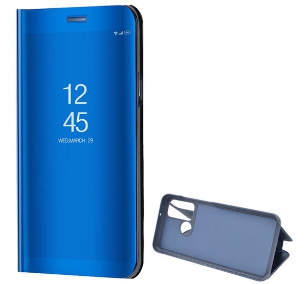 Tok álló (aktív FLIP, oldalra nyíló, asztali tartó funkció, tükrös felület, Mirror View Case) KÉK [Huawei Y6p]