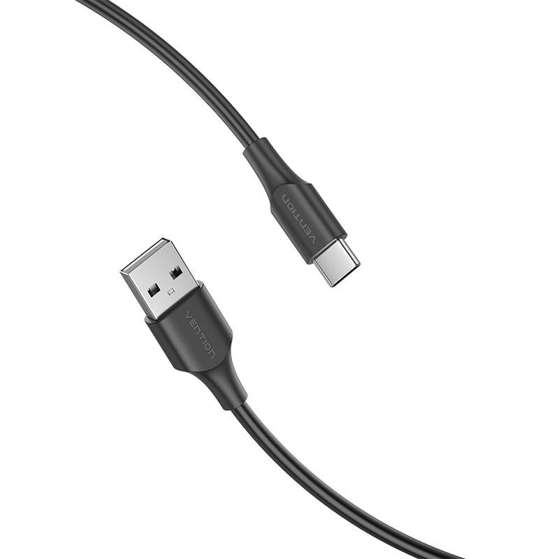 USB 2.0 A to USB-C 3A cable 0.25m Vention CTHBC black USB 2.0 A to USB-C 3A cable 0.25m Vention CTHBC black