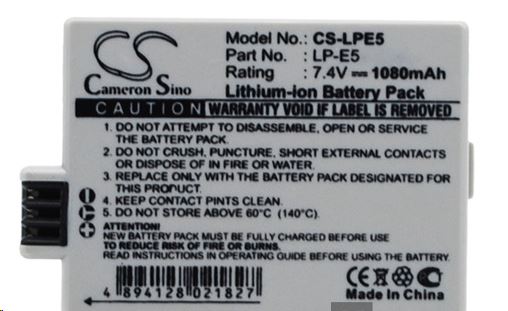 Real Power Canon LP-E5 7.4V 1080mAh utángyártott akku Li-ion (LPE5) Real Power Canon LP-E5 7.4V 1080mAh utángyártott akku Li-ion (LPE5)