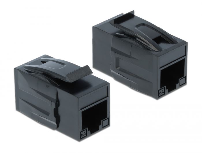 Delock  86298 Keystone modul RJ45-aljzat -> RJ45-aljzat Cat.6A UTP fekete 
