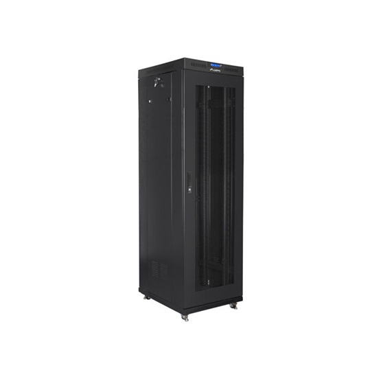 Lanberg 19" szabadon álló rack szekrény 42U/600X800 perforált ajtó  lapraszerelt  LCD kijelző Fekete V2
