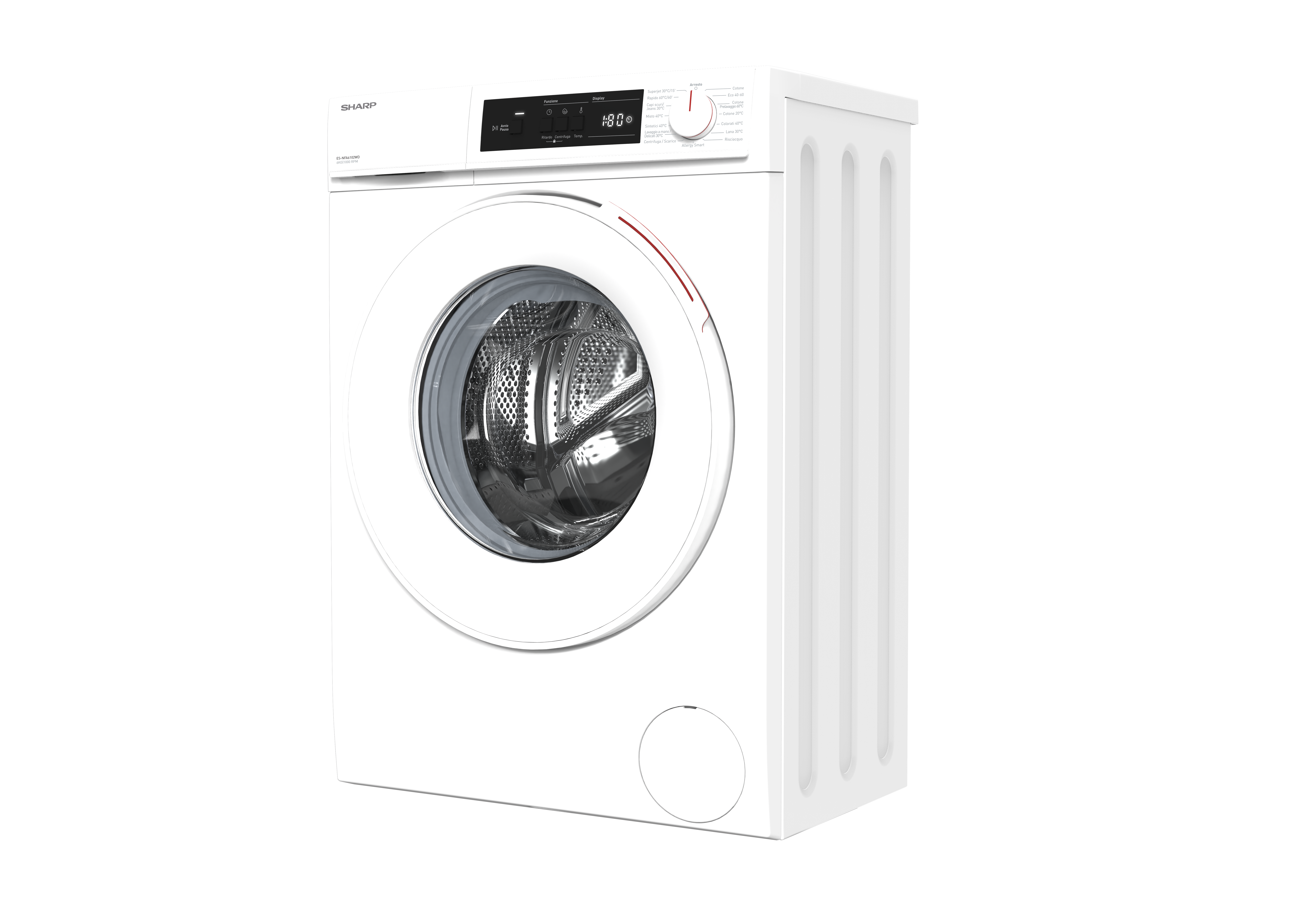 Sharp ES-NFA6102WDEE Elöltöltős keskeny mosógép – 6 kg, 1000 ford./perc, D Energiaosztály, Allergy Smart program, Gőz program Sharp ES-NFA6102WDEE Elöltöltős keskeny mosógép – 6 kg, 1000 ford./perc, D Energiaosztály, Allergy Smart program, Gőz program