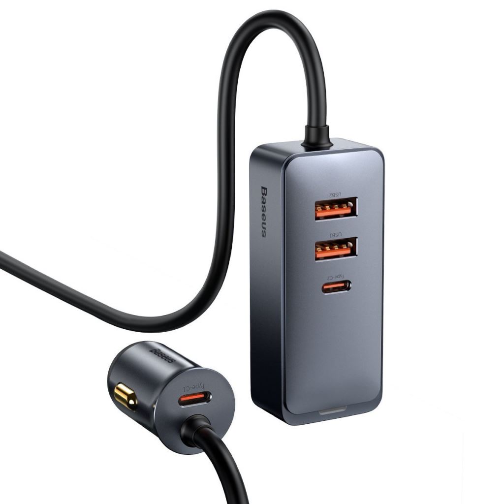 Baseus Share Together autós töltő hosszabbító kábellel 2xUSB-A, 2xUSB-C szürke (CCBT-A0G) Baseus Share Together autós töltő hosszabbító kábellel 2xUSB-A, 2xUSB-C szürke (CCBT-A0G)